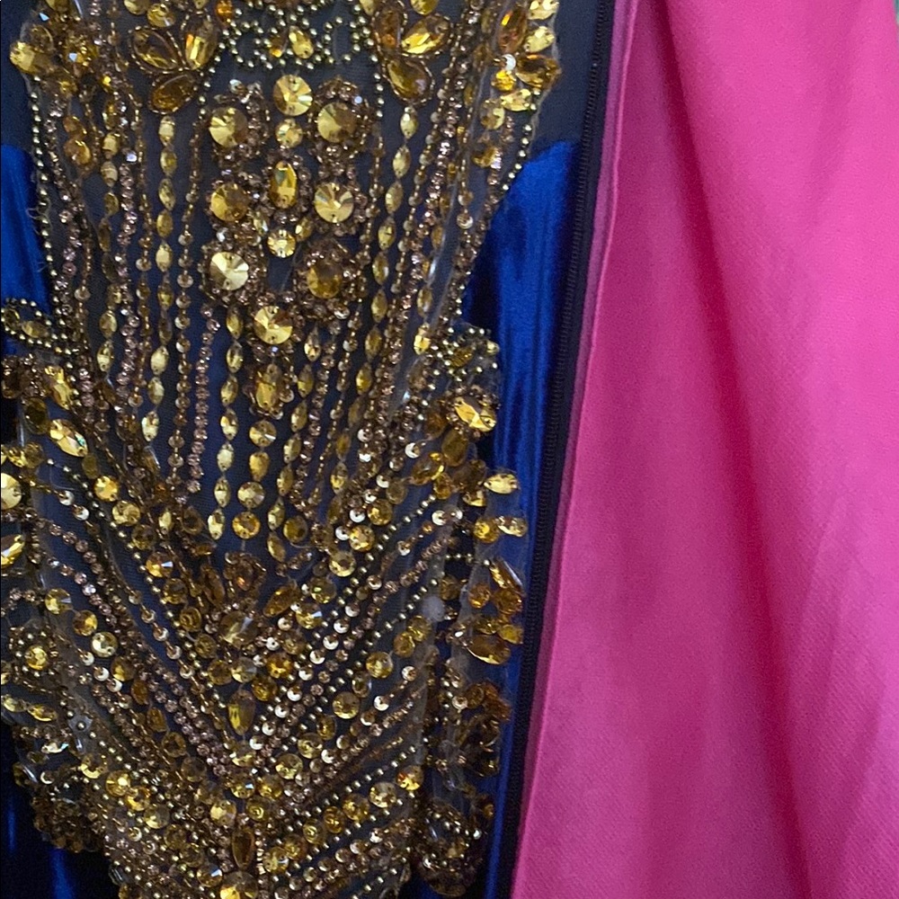 Embellished Royal Blue Prom Dress